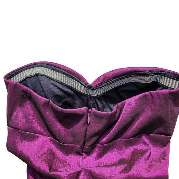 Vintage 80's Xscape Gown Strapless Gathered Mermaid Fishtail Goth Punk Purple XS - Picture 12 of 17